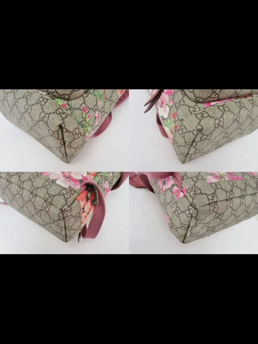 Gucci Floral GG Supreme Canvas Backpack in Pink and Green